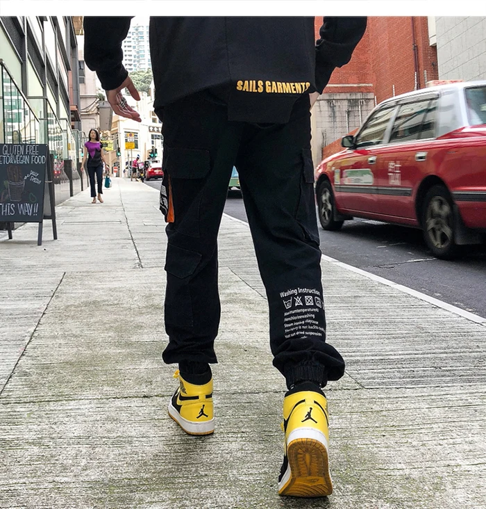 Aelfric Eden Letter Printed Pockets Mens Harem Cargo Pants Fashion Harajuku Hip Hop Casual Streetwear Male Joggers Trousers