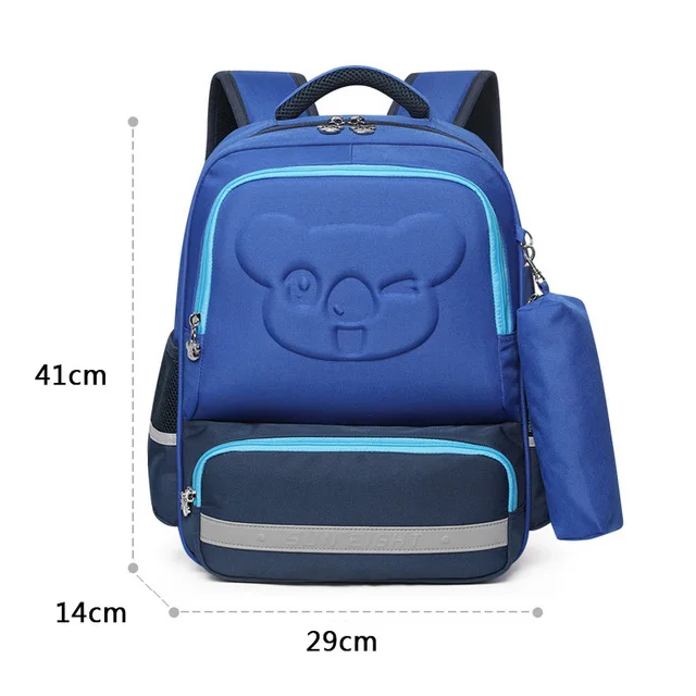 OKKID ортопедический рюкзак для студентов, милый школьный рюкзак для девочек, отражающая полоска, рюкзак, школьные ранцы для мальчиков, Детская сумка-карандаш - Цвет: light blue