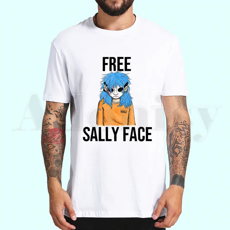 Sally Face футболка для мужчин, короткий рукав, повседневные мужские топы, футболка с рисунком аниме для мужчин, белая футболка с принтом, wo мужские футболки - Цвет: F