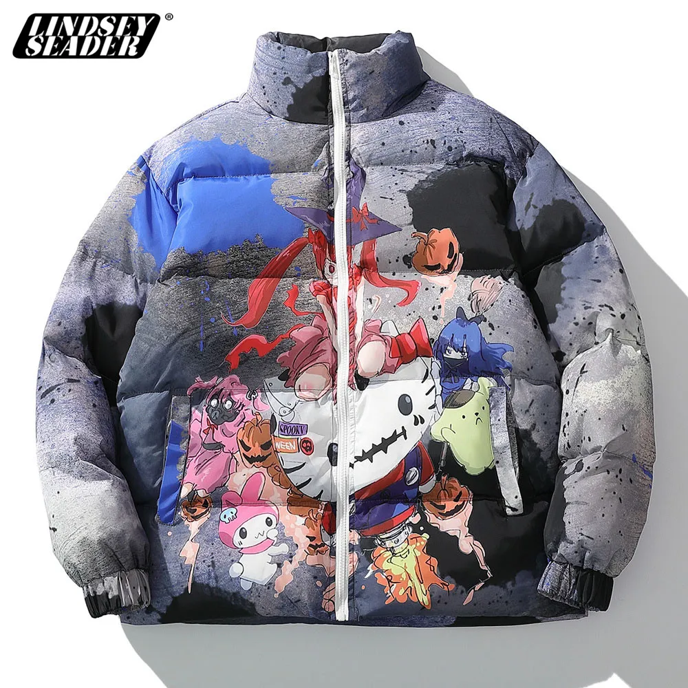 Lindsey Seader Hip Hop Jacket Parka Colorful Cartoon Kitty Streetwear Men Windbreaker Harajuku Winter Jacket Coat Warm Outwear Lindsey Seader Hip Hop Jacket Parka Colorful Cartoon Kitty Streetwear Men Windbreaker Harajuku Winter Jacket Coat Warm Outwear