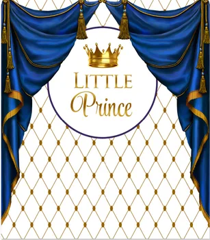 

8x8FT Royal Blue Curtain Drape Gold Crown Diamonds Little Prince Custom Photo Studio Backgrounds Backdrops Vinyl 240cm x 240cm