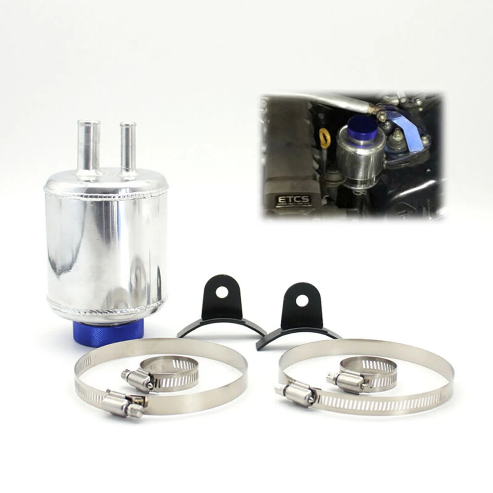 Универсальный полированный алюминиевый сплав Гидроусилитель рулевой жидкости резервуар синий колпачок