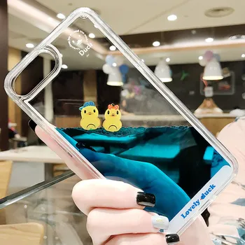 

Luxury Case For Apple iPhone 5 5S SE 6 6S 7 8 Plus X XR XS MAX 11pro max Cartoon 3D Swimming Duck Dynamic Liquid Quicksand Cover