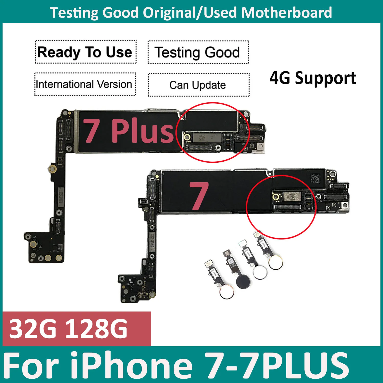 Оригинальная материнская плата для iPhone 7 Plus 32 ГБ 128 разблокированная логическая