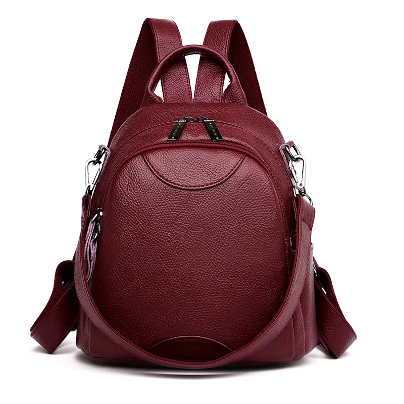 Mochila feminina, женский рюкзак, женский роскошный рюкзак для путешествий, высокое качество, заино, сумка на плечо, школьная для девочек, преппи, Sac a Dos - Цвет: WineRed