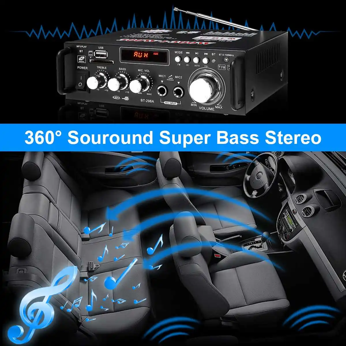 600w Home Amplifier HIFI USB FM Radio Car Audio Bluetooth Amplifiers Player Subwoofer Theater Sound System With Remote Control ► Photo 2/6