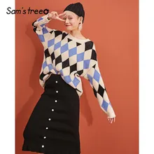 SAM'S TREE черная однотонная однобортная вязаная элегантная юбка рыбий хвост для женщин зимние прямые женские юбки в Корейском стиле