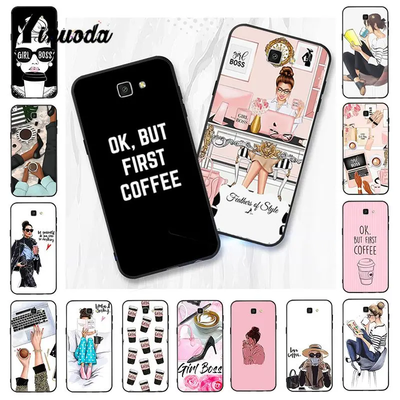 Чехол для телефона Yinuoda OK but First Coffee Girl Boss Samsung Galaxy J7 J6 J8 J4 J4Plus DUO J7NEO J2 J5 Prime | Мобильные