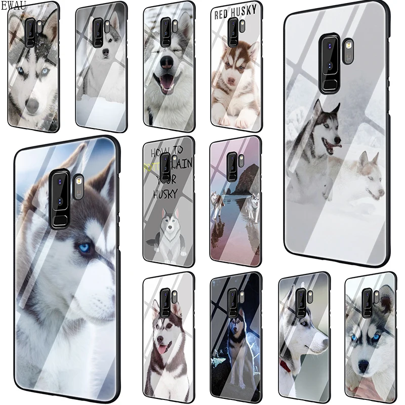 

EWAU Animal Husky puppy Tempered Glass phone case for Samsung S7 Edge S8 S9 S10 Note 8 9 10 plus A10 20 30 40 50 60 70
