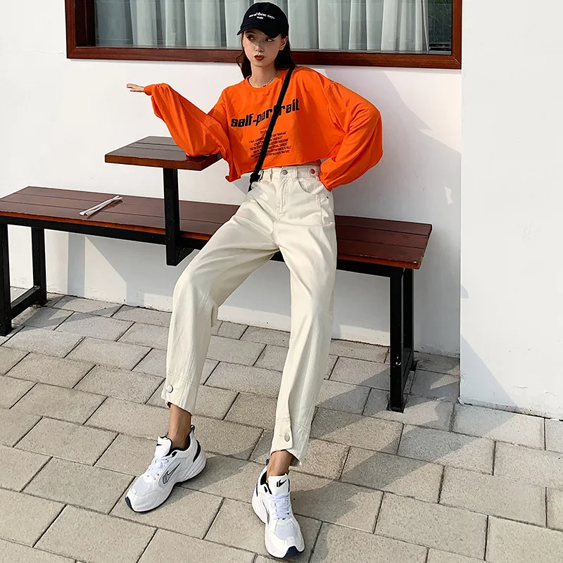 

Women Baggy Jean High Waist Denim Jeans Straight Leg Pants Y2k Jeans White Jean Pants For Women Free Shipping Ropa Coreana Mujer