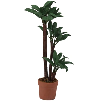 

Dollhouse Miniature Pot Green Leafed Plant Garden decoration