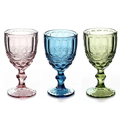 Newyearnew3шт/лот 240ml300ml многоцветный резной стеклянный бокал для красного вина es