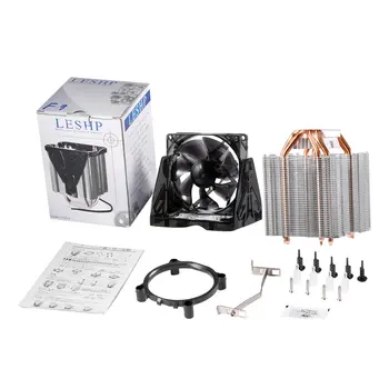 

LESHP CPU Cooler Ultra Quiet 20dB(A) with 90mm Fan Four Pure Copper Heat Pipes Four-wire for PC Computer Long Life Compact