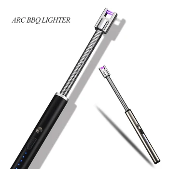

Long Electric Rechargeable USB Kitchen Lighter Windproof Cigarette Plasma Lighters Pulsed Arc Flameless BBQ Candle Lighters