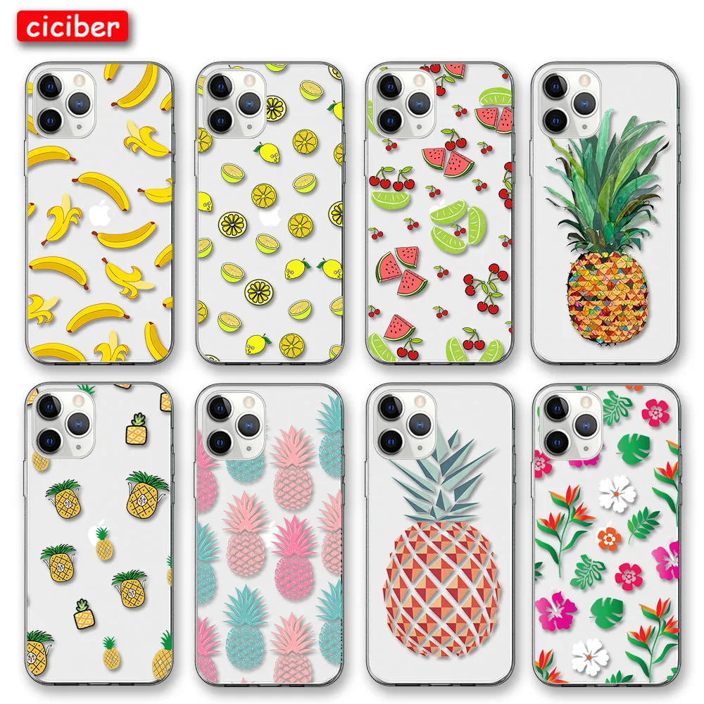 Pineapple Banana Case For iPhone 12 11 Pro Max Back for X XR XS MAX 7 8 6 6S Plus 5S SE 2020 Soft TPU Phone Fundas | Мобильные