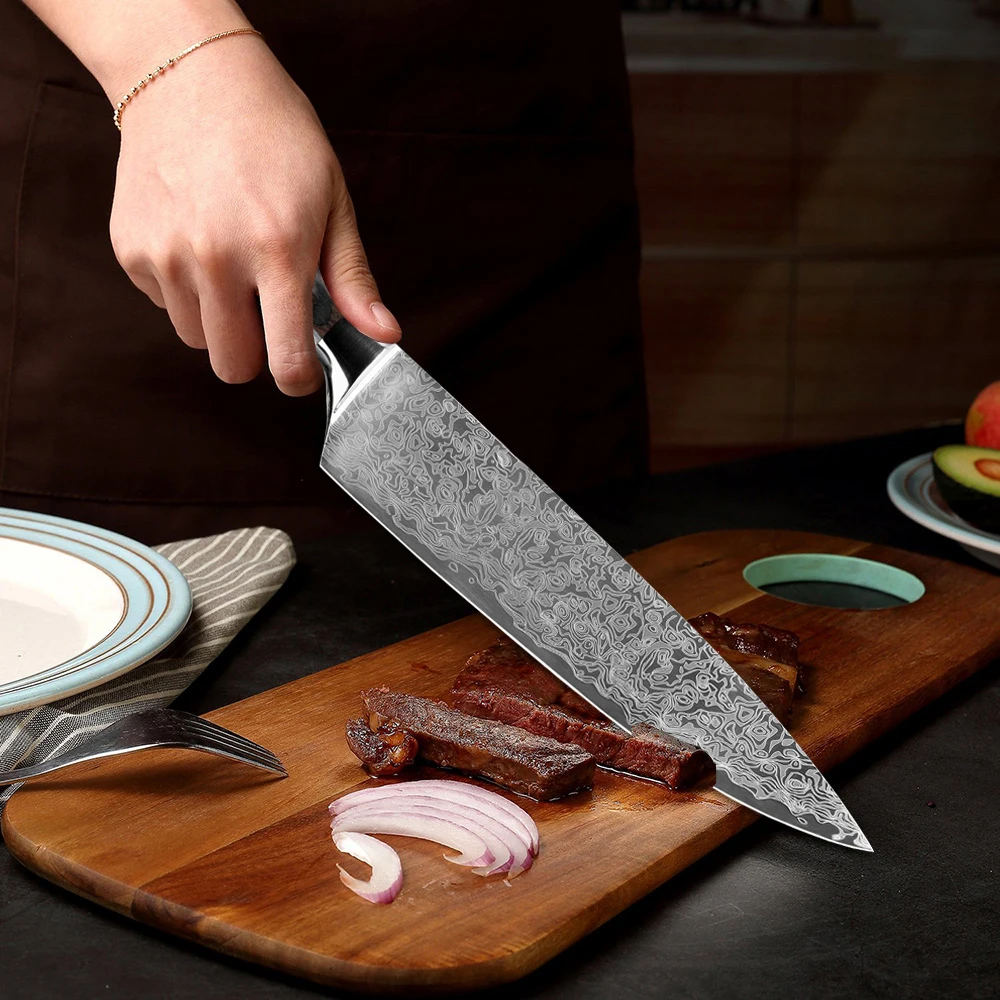 XITUO 2 шт. кухонные ножи 8 дюймов шеф повар 7 утилита Santoku нож лазерная нержавеющая