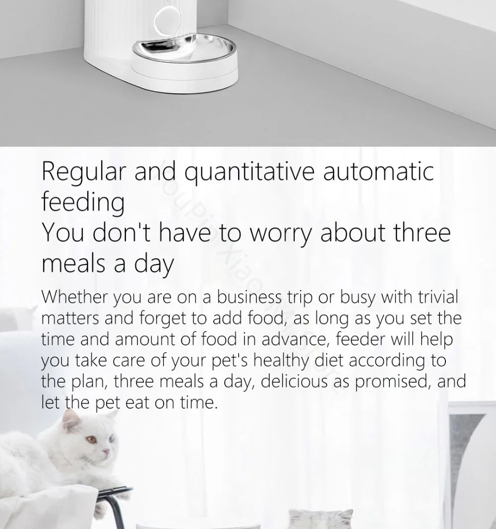 Xiaomi FURRYTAIL Pet Smart Feeder автоматическая подача анти-засорение приложение дистанционное управление тройное сохранение для домашних животных