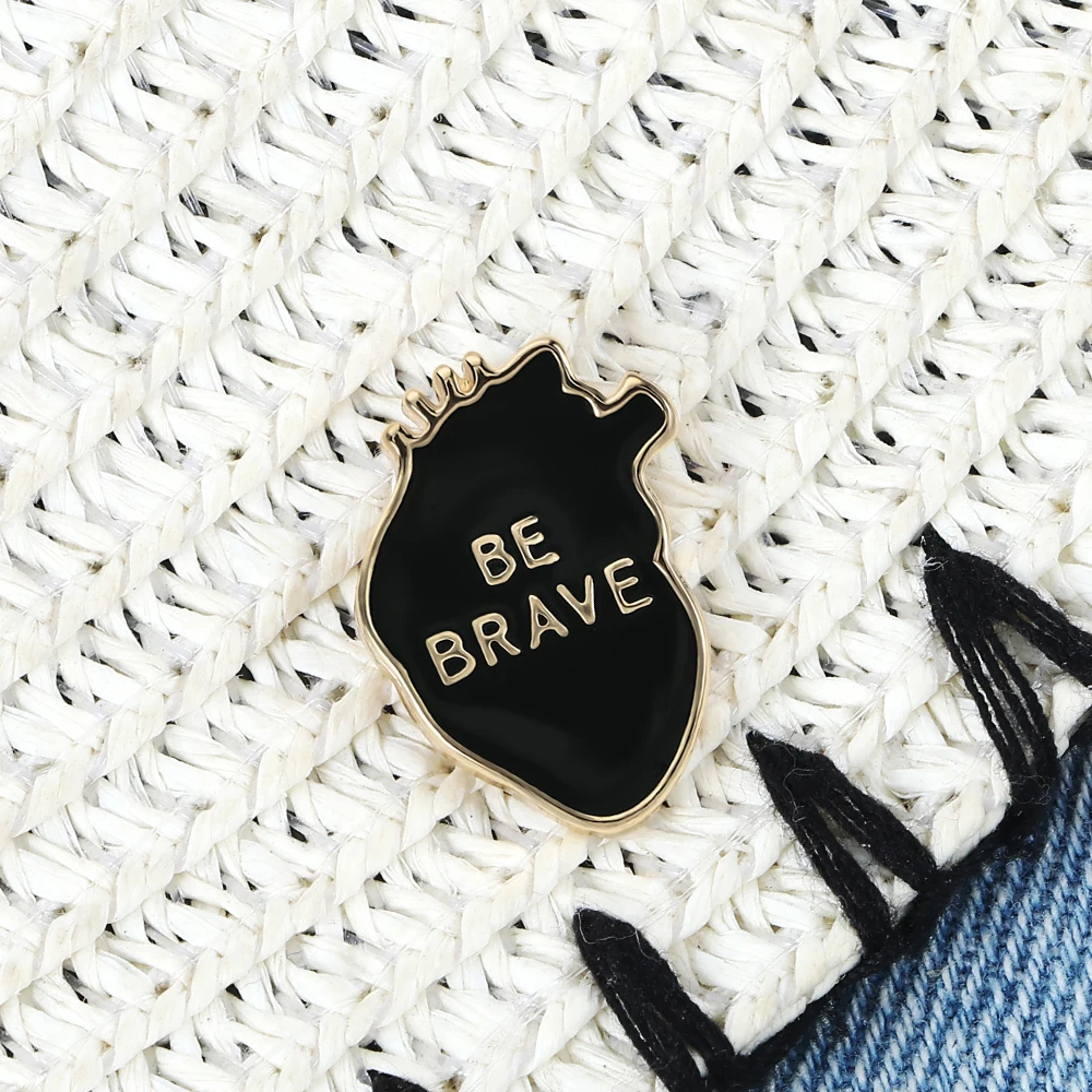 Значок с надписью Be Brave Heart куртка эмалью Анатомическое Сердце булавка для
