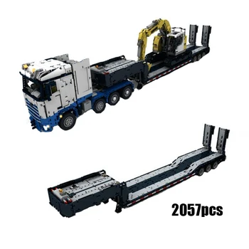 

New Technic Rc Power Mobile Rc Low Loader With Ramps Carriage Towing Head Moc Building Blocks Bricks Diy Toys Kids Toys