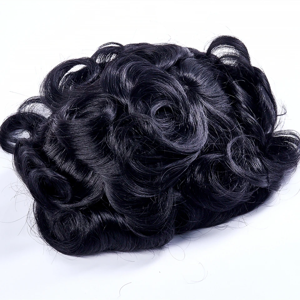 PU Transparent Toupee Men Wig  Replacement Systems Thin Skin 0.10-0.14mm Indian Natural Remy Hair 6inch