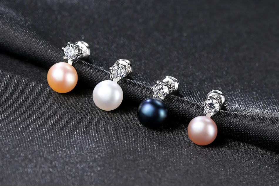 

new S925 sterling silver pearl earrings simple female pearl earrings HBM07