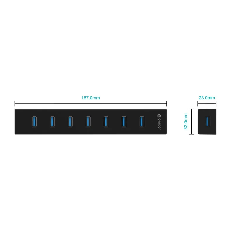 Orico H7013-u3 7-port Usb3.0 Hub de Transmissão de Alta Velocidade Portátil Desktop Usb com Distribuidor de Energia Adequado para Portátil - Imagem 3