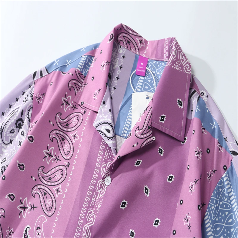 Bandana Shirt Men Streetwear Paisley  Shirt Men Short Sleeves Summer 2022  - Shirt - Aliexpress