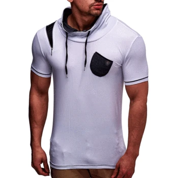 

Men's Summer Fashion Collar Color Matching Cultivate One's Morality Short Sleeve T-shirt Pocket Leisure Tees Free Shipping 2020
