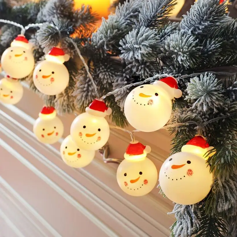 40 LEDs20 LEDs10 LEDs Christmas String Light Christmas Decoration Snowman Pendant LED Light String Concert Stage Layout (15)