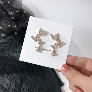 

Korean Fashion New Butterfly Earrings For Women Korean Style 2020 Girl Zircon Stud Cute statement Earrings Butterfly Jewelry
