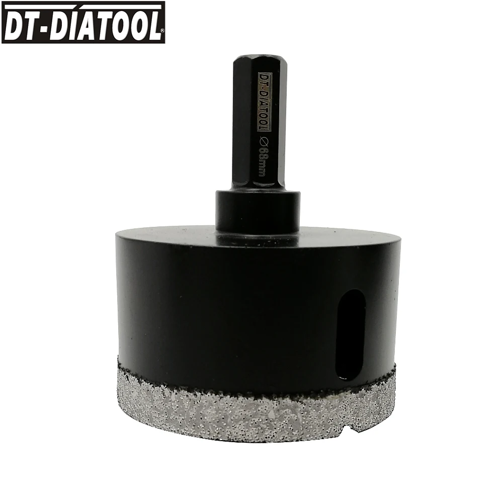 

DT-DIATOOL Dia 68mm Vacuum Brazed Hexagon Shank Diamond Drill Core Bit Granite Marble Hole Saw Ceramic Tile Dry Drilling Bit