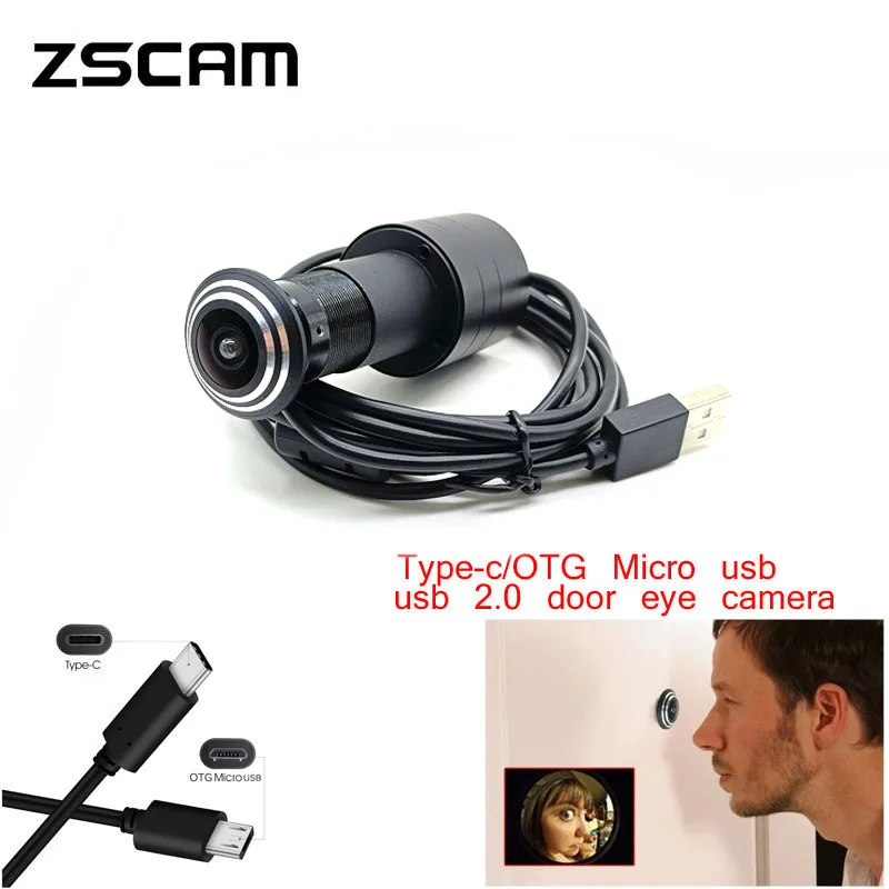 Door Eye Surveillance 720P/1080P Type-C/OTG USB Port Drive-Free Peephole Camera Mini Fish Eye Lens Security Video Hole USB Cam