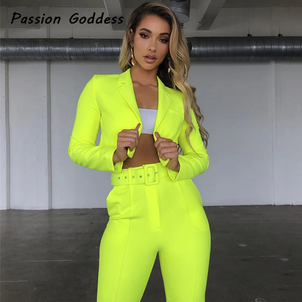 

Casual Women 2 Piece Blazer Set Outfits Suits With Belt Short Blazer Cardigans Tracksuits Pants Suits Jackets Blazers Party Suit