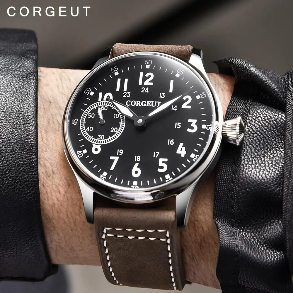

Fashion Leather Top Luminous Mechanical Hand Winding Watch 17 Jewels ST3600 Seagull 6497 movement Sport Wrist Man Watch8