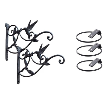 

1 Set Cast Iron Plant Hooks Vintage Wall Hanging Brackets & 1 Set 4 Inch Wall Planter Hook Set Pot Wall Mounted