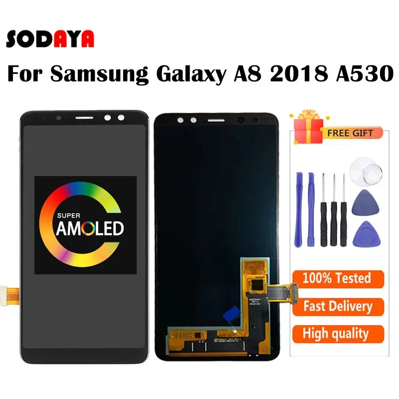 5 6 &quotAMOLED ЖК-дисплей для SAMSUNG GALAXY A8 2018 A530 A530F сенсорный экран дигитайзер сборка