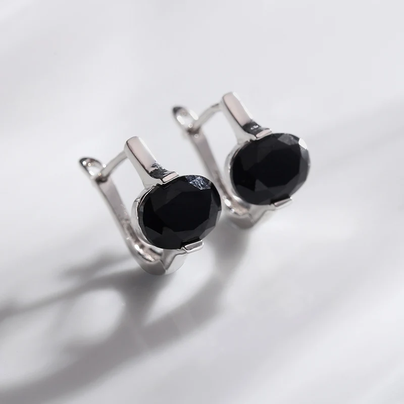 MAIKALE Simple Multicolor CZ Stud Earrings for Women Gold Silver Cubic Zirconia Charm Earrings New Fashion Jewelry Girls Gifts - Окраска металла: silver black