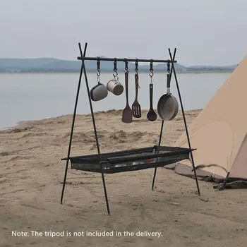 Outdoor Rack Storage Mesh Bag Camping Hiking Tableware Organizer Portable Tripod Bag Water Filter Shelf 6