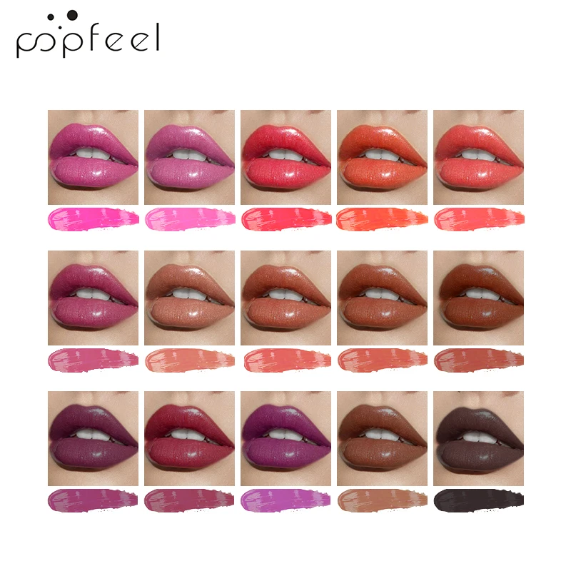 POPFEEL, 15 цветов, стойкий бархатный тинт для губ, набор для макияжа, кисть для губ, матовый блеск для губ, палитра, антипригарная чашка, помада, косметика, 50 г