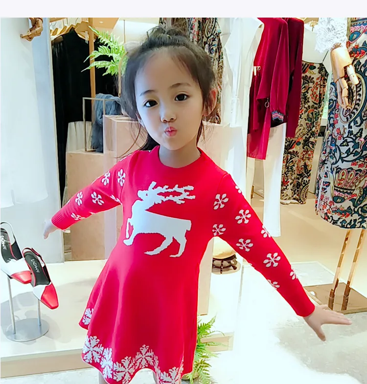 Свитер для девочек; юбка; трикотажное платье для девочек; красное платье для детей 3-8 лет; Рождественская Детская юбка принцессы