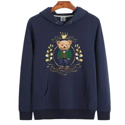 100% algodão mais veludo coroa urso impressão camisola pulôver feminino inverno camisola masculina super dalian hoodie casal camisola 4xl