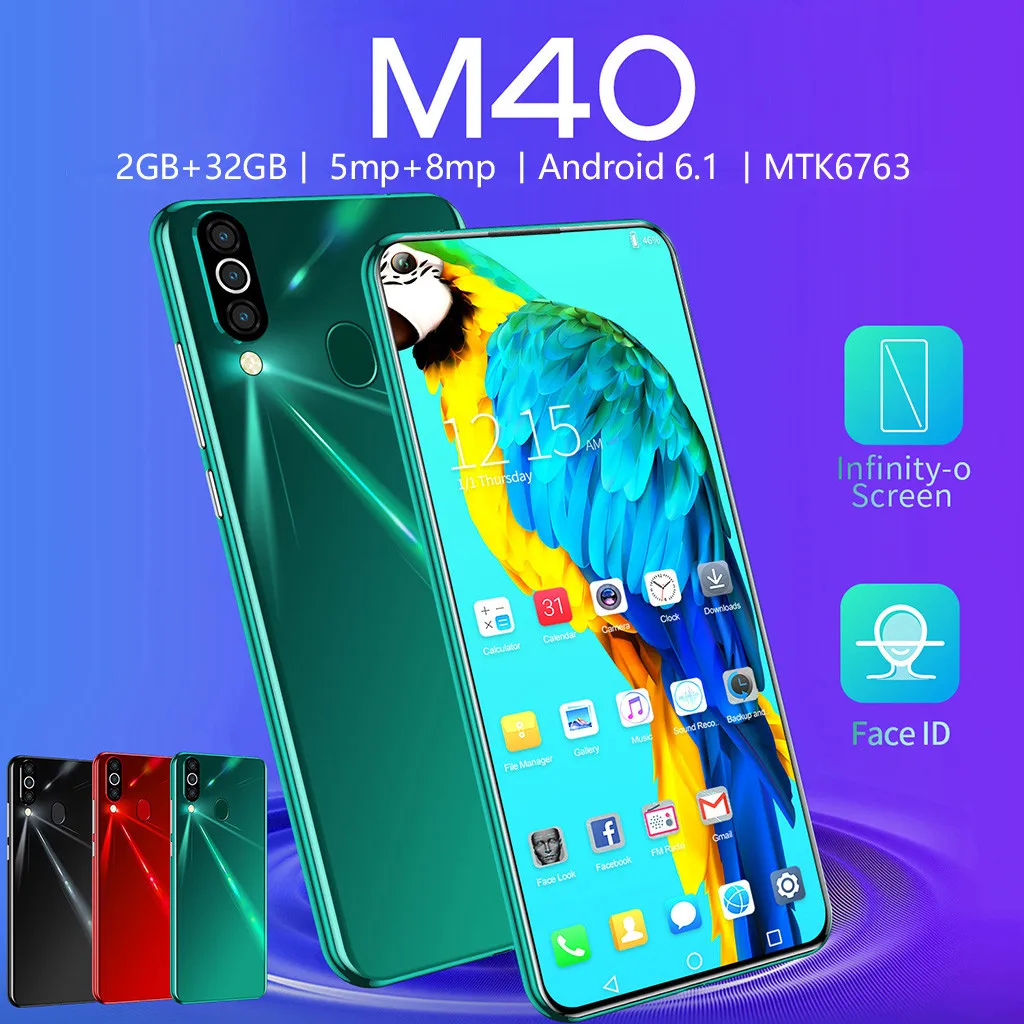 M 40 четырехъядерный 6,6 дюймов HD камера Android 6,1 2G+ 32G gps 3g мобильный телефон для звонков UK профессиональный модный смартфон