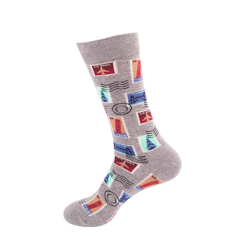 YELITE женские носки японский хлопок Красочные мультфильм милый забавный счастливый каваи геометрические кофейные носки для девочек Рождественский подарок - Цвет: 050