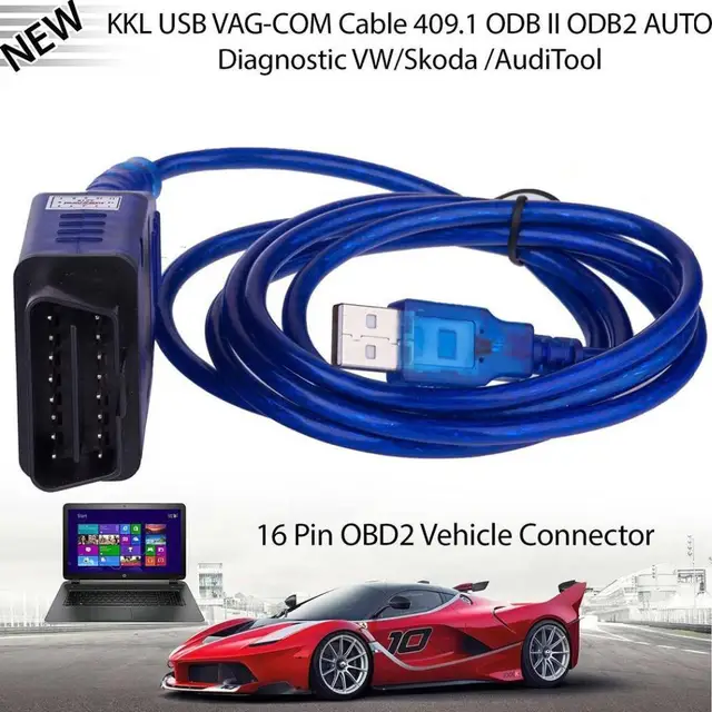 Generic Car USB Interface Cable KKL VAG-COM 409.1 OBD2 II OBD Diagnostic  Scanner Auto à prix pas cher