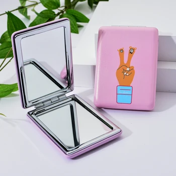 

Lovely Makeup Mirror Girls Portable Pocket Square Mirrors Sweet Pink Cute Double Sides Folding Compact Make Up Tool