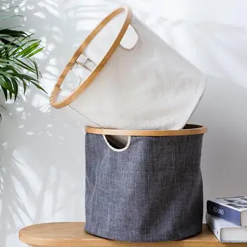 

Japanese folding hamper basket bathroom dirty clothes storage basket dirty clothes waterproof laundry basket cotton and linen