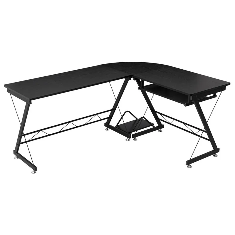  High Quality Modern Design L-Shape Corner Computer Study Desk Premium MDF Desktop Finish Metal Fram