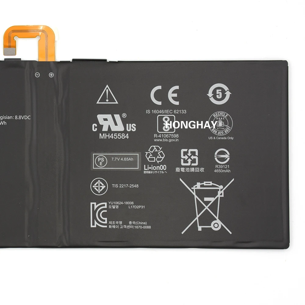 Honghay L17d2p31 Bateria do Portátil para Lenovo Yb-j912f Yoga Livro C930 Yb-j912l Computador Portátil 7.7v 4650mah 35.8wh - Imagem 2