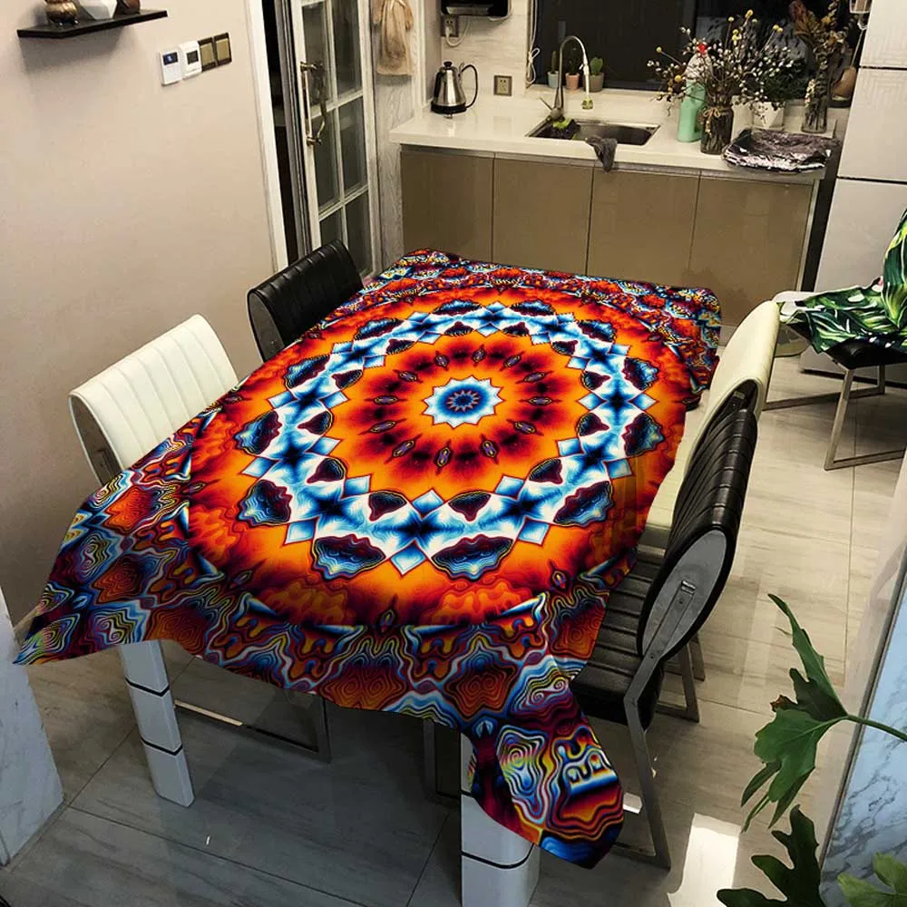 

Geometric Plaid Tablecloth Dinner Rectangular Round Burma Thai Printing Tablecloths Home Kitchen Decor Stripe Table Cloth Covers