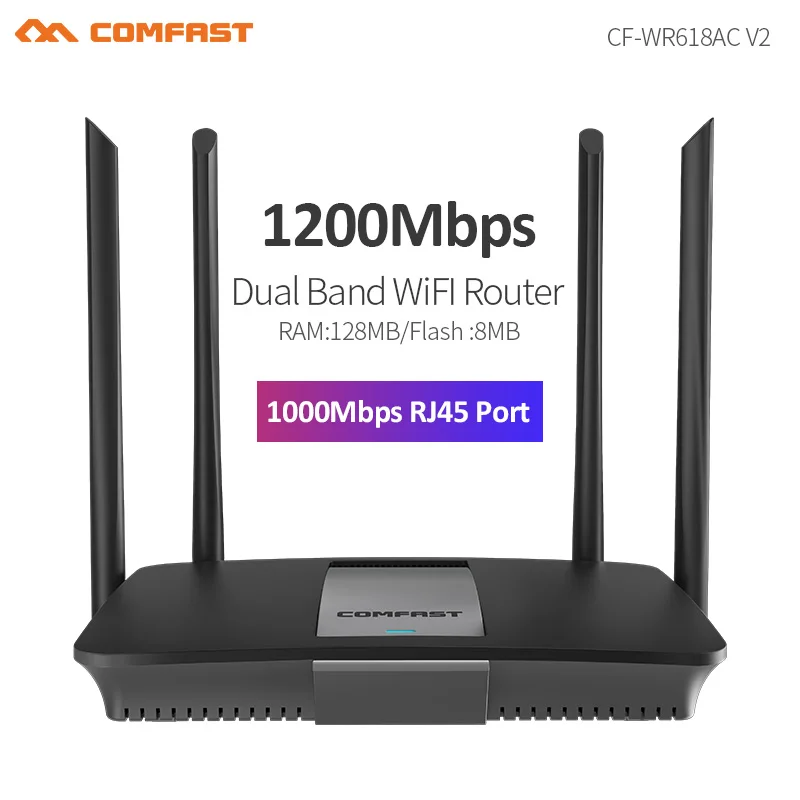 1200Mbps Dual Band Wireless WiFi Router 2.4G+5Ghz Gigabit Wan/Lan Port Smart Wi-Fi High Gain 4*6dBi Antennas Access Point | Компьютеры и